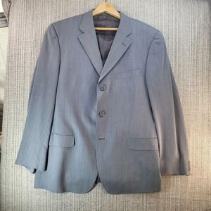 Ermenegildo Zegna Soft Blazer Mens 54 EU Gray Herringbone Wool 2 Button Coat